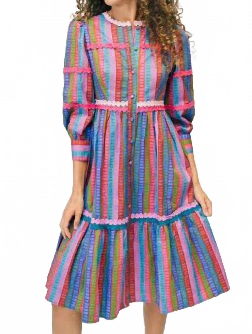 NEW MARIE BY VICTORIA DUNN amelie midi bejeweled dress in multi
